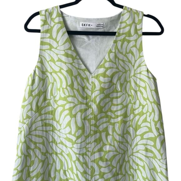 SKFK Gabriela Sleeveless Maxi Dress Green White Front Slit Size 6 Reg. $199 - Picture 4 of 14